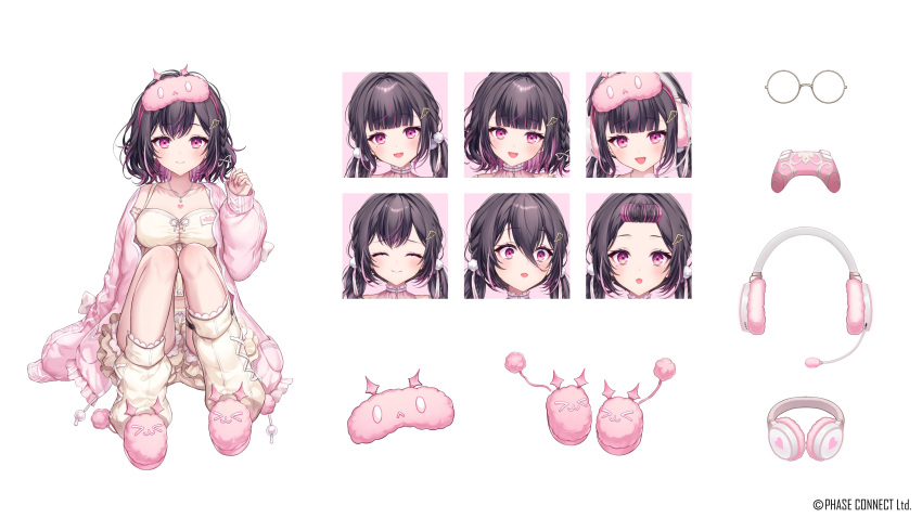 1girl, absurdres, bloomers, bow, breasts, dress, glasses, headphones