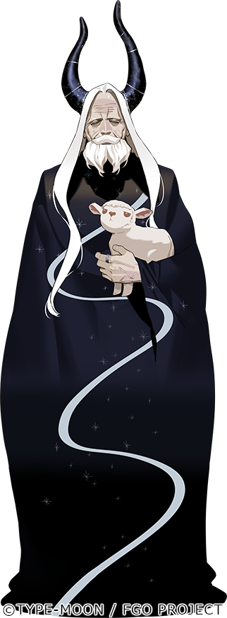 1boy, animal, asymmetrical_horns, beard, black_horns, black_robe, closed_eyes, commentary_request