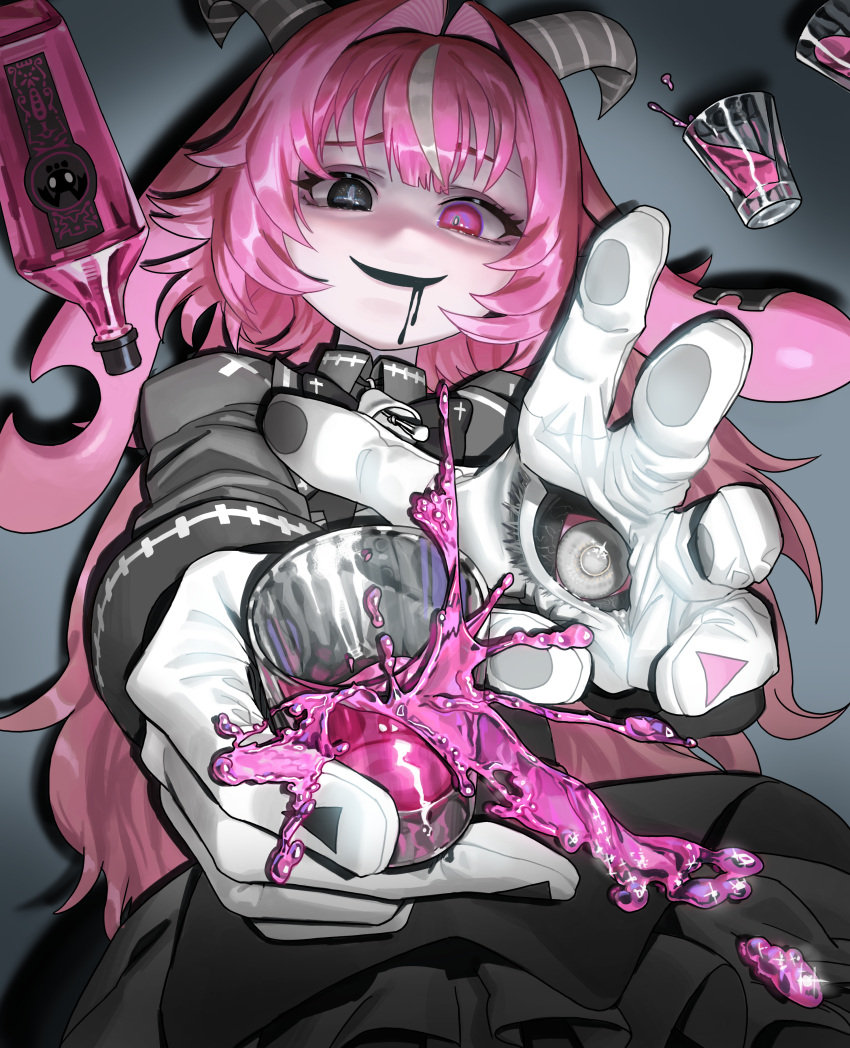 1girl, absurdres, animal_ears, backward-facing_horns, bell_bow, black_bow, black_bowtie, black_eyes