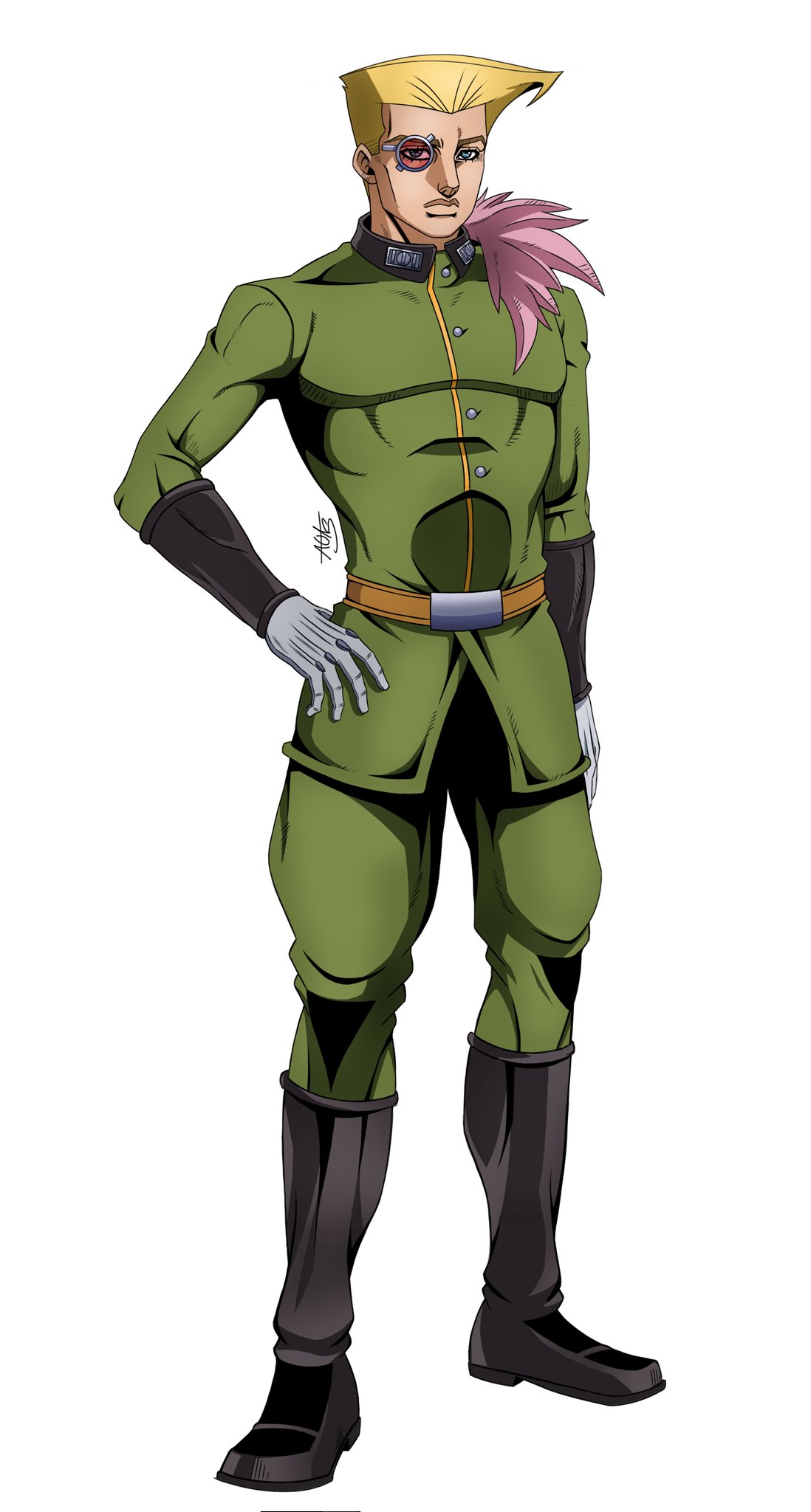 1boy, belt, belt_buckle, black_boots, blonde_hair, blue_eyes, boots, brown_belt