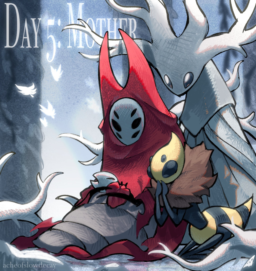4girls, aged_down, arthropod_girl, bee_girl, black_eyes, black_skin, child, cloak