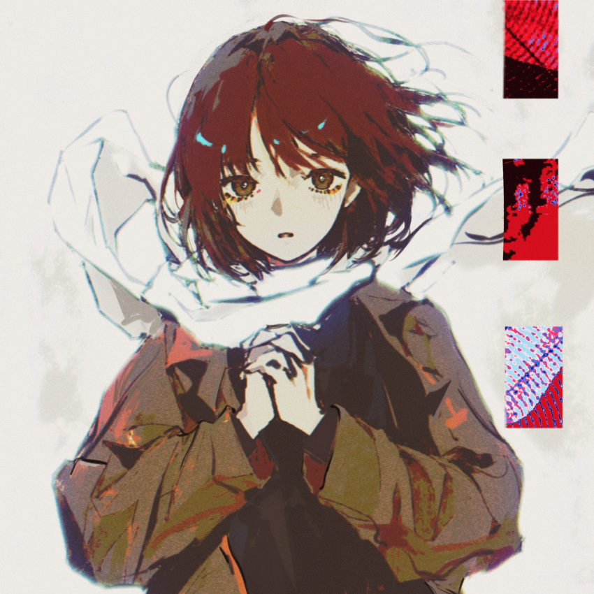 1girl, asya_shubina, brown_coat, brown_eyes, brown_hair, coat, commentary, english_commentary