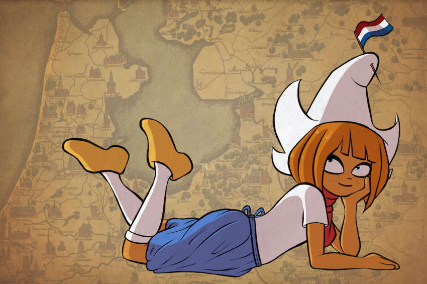 1girl, ascot, averting_eyes, blue_eyes, blue_skirt, blunt_bangs, bob_cut, breasts