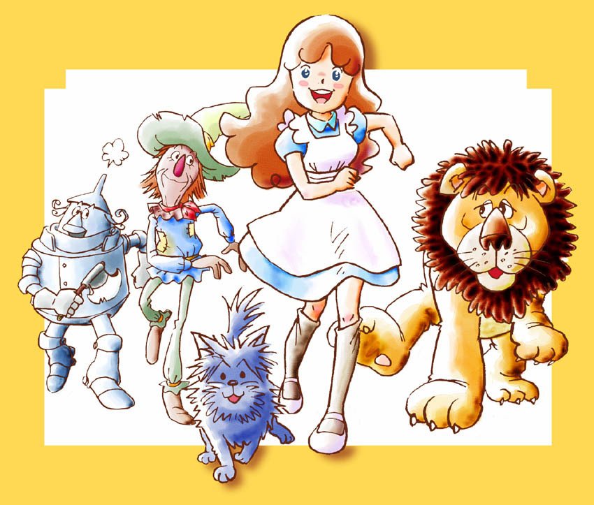 1980s_(style), 1girl, 3boys, :d, animal, apron, armor, bear