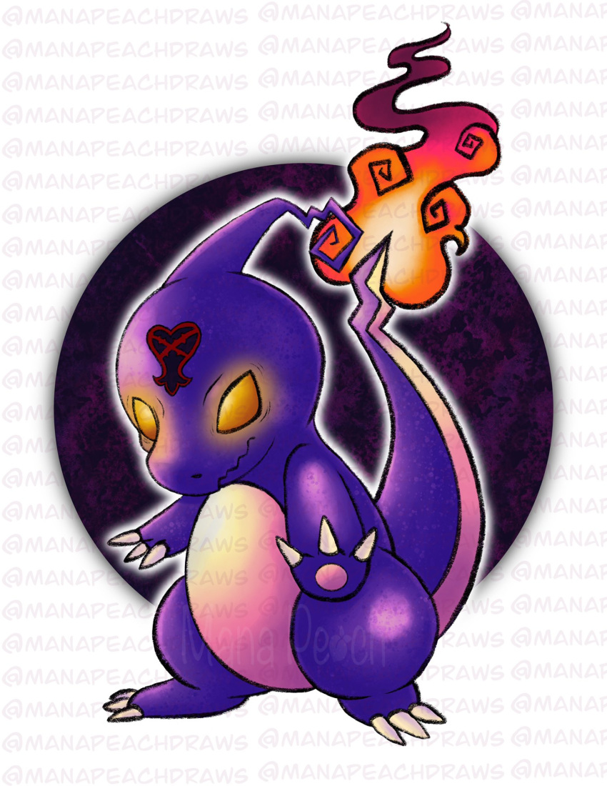 charmeleon, claws, commentary, crossover, english_commentary, fire, flame-tipped_tail, full_body