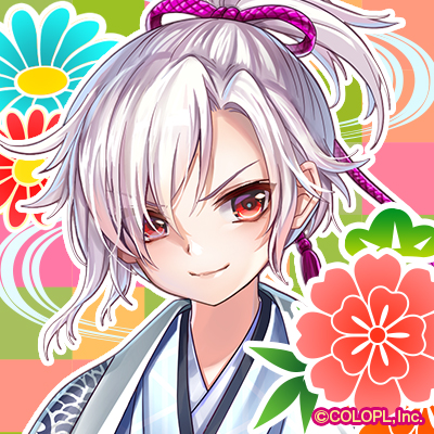 1boy, baizu_(guszx), blush, border, closed_mouth, flower, hair_over_one_eye, haori