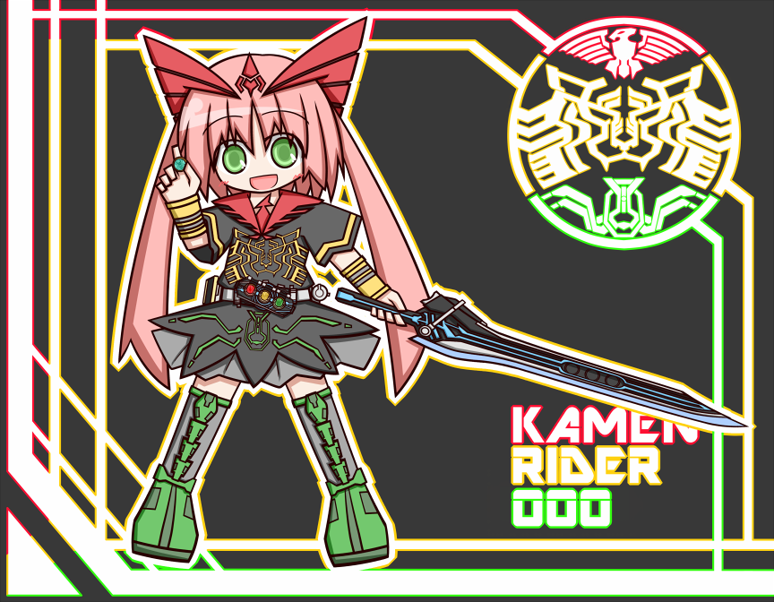 female, genderswap, green_eyes, himekuri_kalendar, kalendar, kamen_rider, kamen_rider_ooo, kamen_rider_ooo_(series)