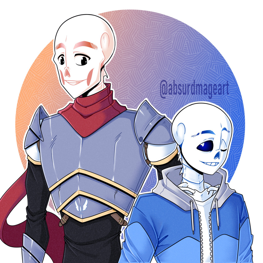 1:1, 2020, 2boys, 2d, abstract_background, absurdmage, armor, artist_name
