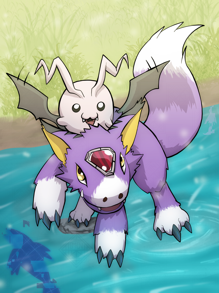 antennae, bat_wings, brown_eyes, claws, digimon, digimon_(creature), dorumon, forehead_jewel