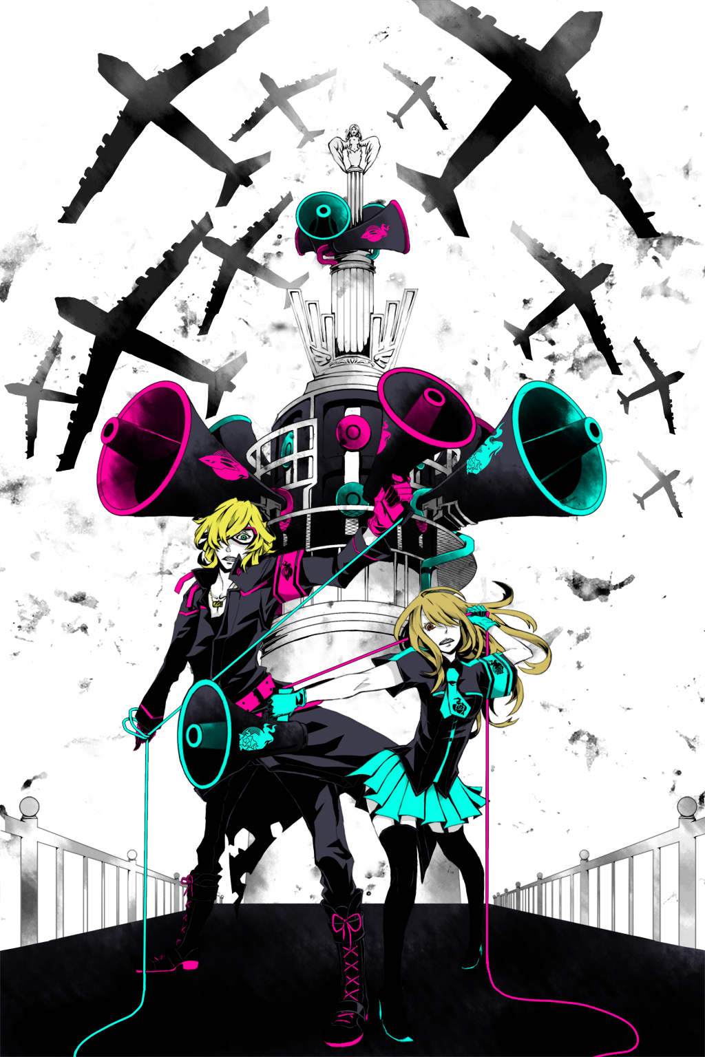 armband, barnaby_brooks_jr, blonde_hair, boots, cable, coat, cosplay, detached_sleeves