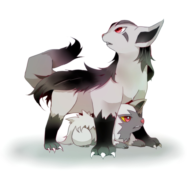 all_fours, black_fur, claws, colored_sclera, commentary_request, grey_fur, izusetsu, lying