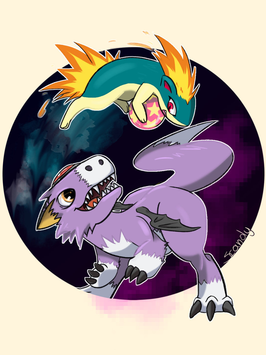 aqua_fur, bat_wings, brown_eyes, claws, commentary, crossover, digimon, digimon_(creature)
