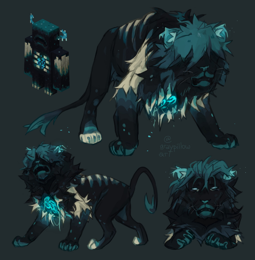 animal, animal_focus, animalization, aqua_background, aqua_hair, bioluminescence, claws, commentary