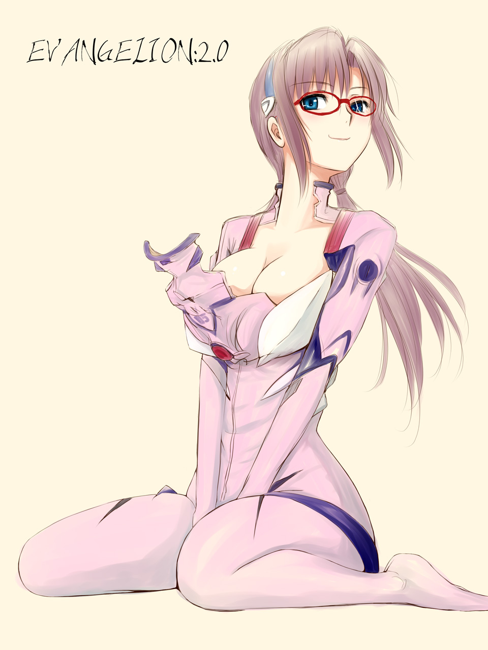 blue_eyes, breasts, cleavage, evangelion:_2.0_you_can_(not)_advance, glasses, highres, kneeling, long_hair