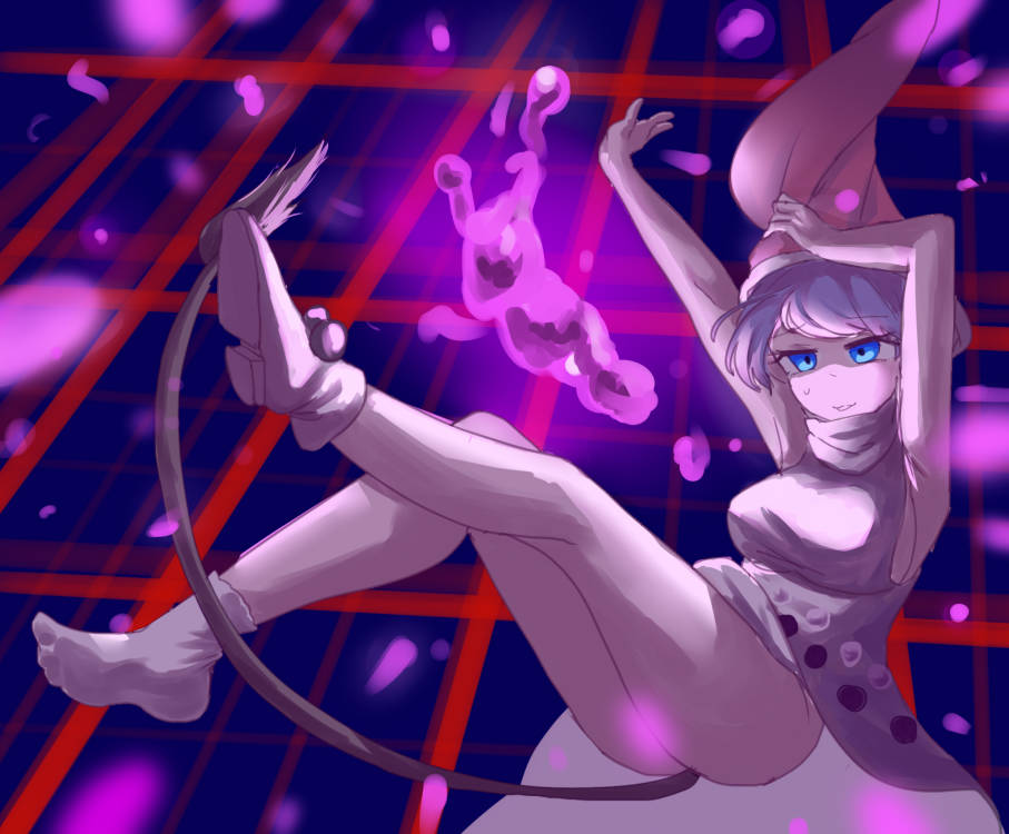 1girl, animal_ears, atai_(56874442), barefoot, blue_eyes, blue_hair, bodysuit, chinese_commentary