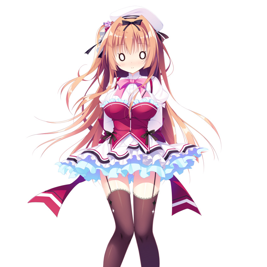 1girl, arms_behind_back, back_bow, black_bow, blush, bow, bowtie, breasts
