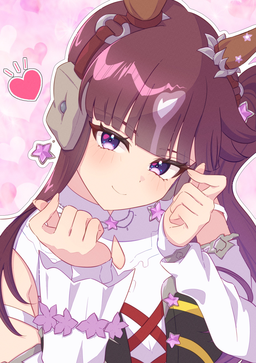 1girl, absurdres, animal_ears, black_corset, blunt_bangs, blush, breasts, brown_hair