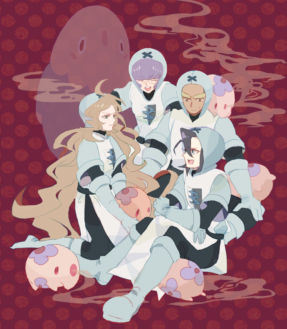 cattleya_(pokemon), cosplay, dark_skin, elite_four, giima_(pokemon), gloves, hood, munna