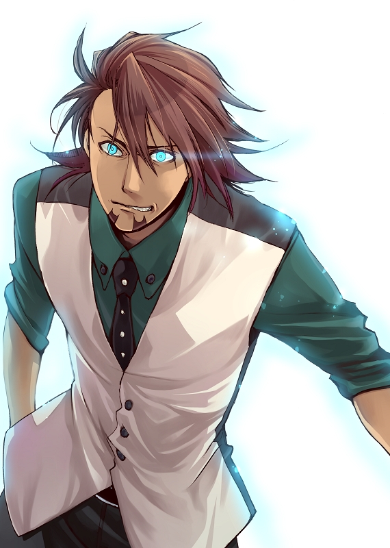 bad_id, blue_eyes, brown_hair, facial_hair, glowing, glowing_eyes, kaburagi_t_kotetsu, male