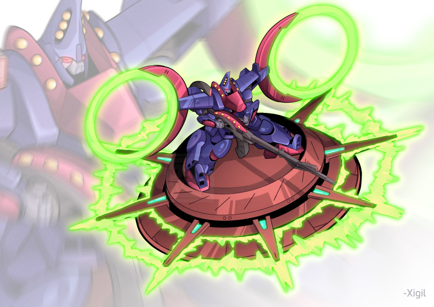 absurdres, beam_rifle, dual_persona, energy, energy_gun, energy_ring, english_commentary, glowing