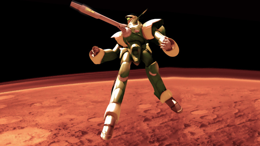alien, bad_id, cannon, earth, flemenmik, floating, highres, macross