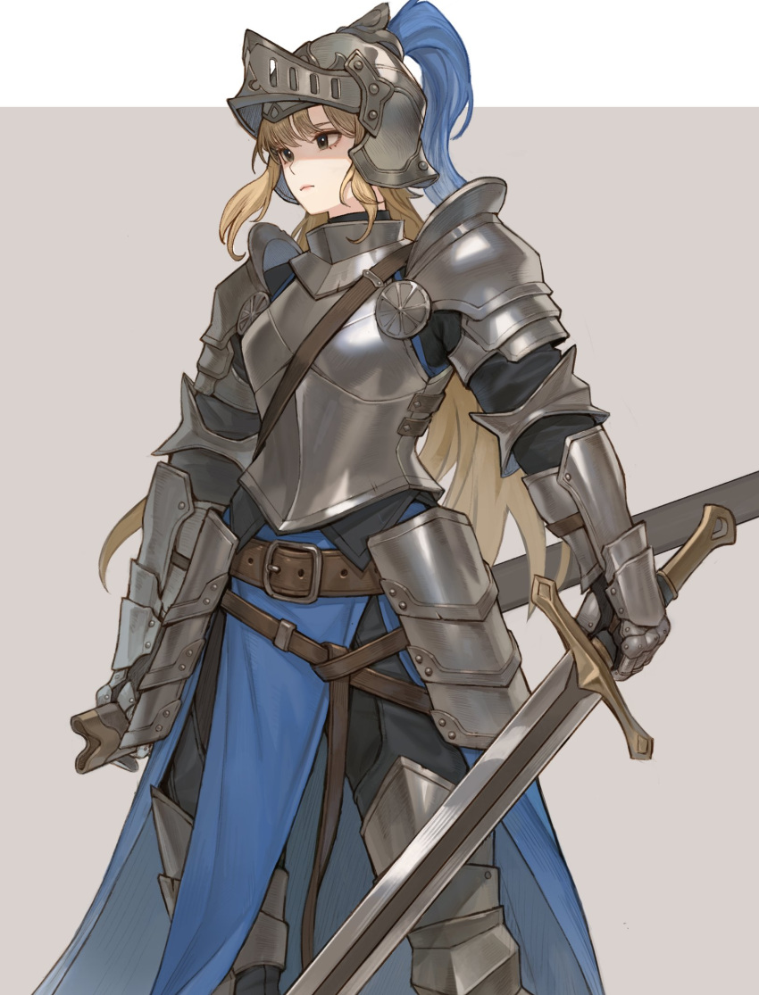 1girl, armor, black_gloves, blonde_hair, closed_mouth, dpin_(user_adhr8855), gloves, helmet