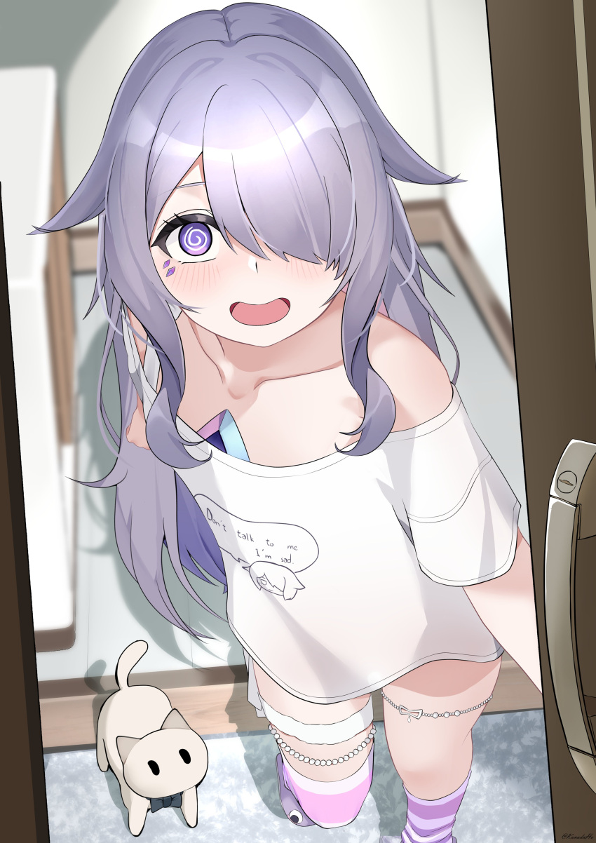 1girl, absurdres, cat_wick_(koseki_bijou), chest_jewel, gem, grey_hair, hair_over_one_eye, highres