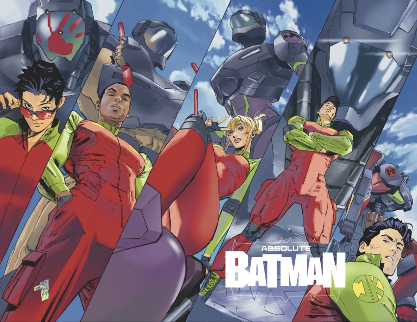 1girl, absolute_batman, absolute_dc, bodysuit, clay_mann, collared_jumpsuit, dc_comics, dick_grayson_(absolute_dc)