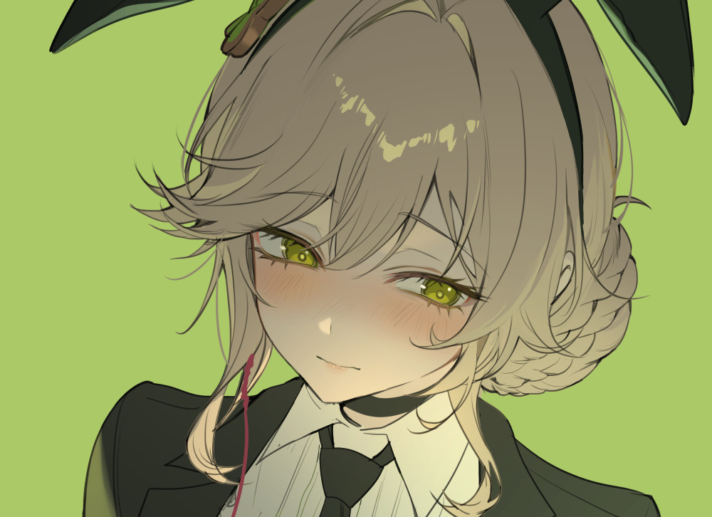 1girl, ade_(agent_bunny)_(nikke), ade_(nikke), animal_ears, black_choker, black_jacket, black_necktie, blonde_hair
