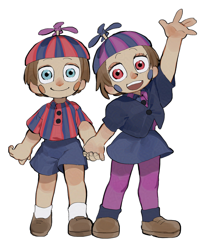 absurdres, balloon_boy_(fnaf), blush, bnm6517, brown_hair, five_nights_at_freddy's, hands_up, highres