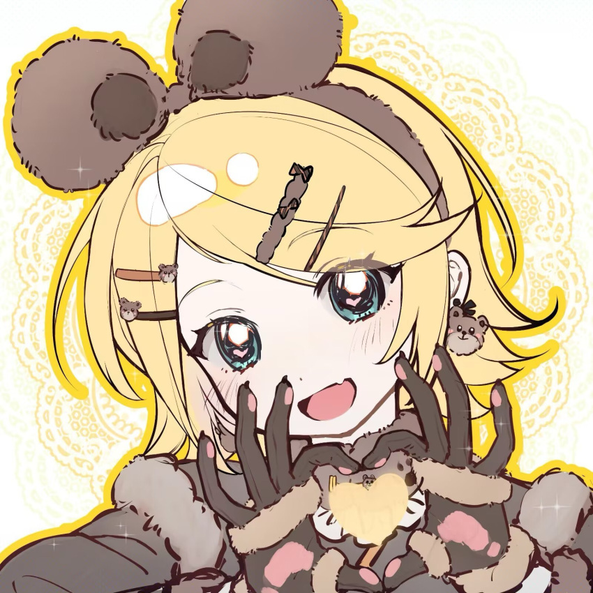 1girl, alternate_costume, animal_ear_hairband, animal_earrings, animal_ears, bear_ear_hairband, bear_earrings, bear_ears