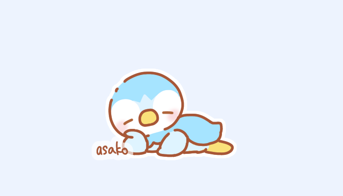 artist_name, asakoline, bird, blue_background, blue_theme, blush, chibi, chibi_only