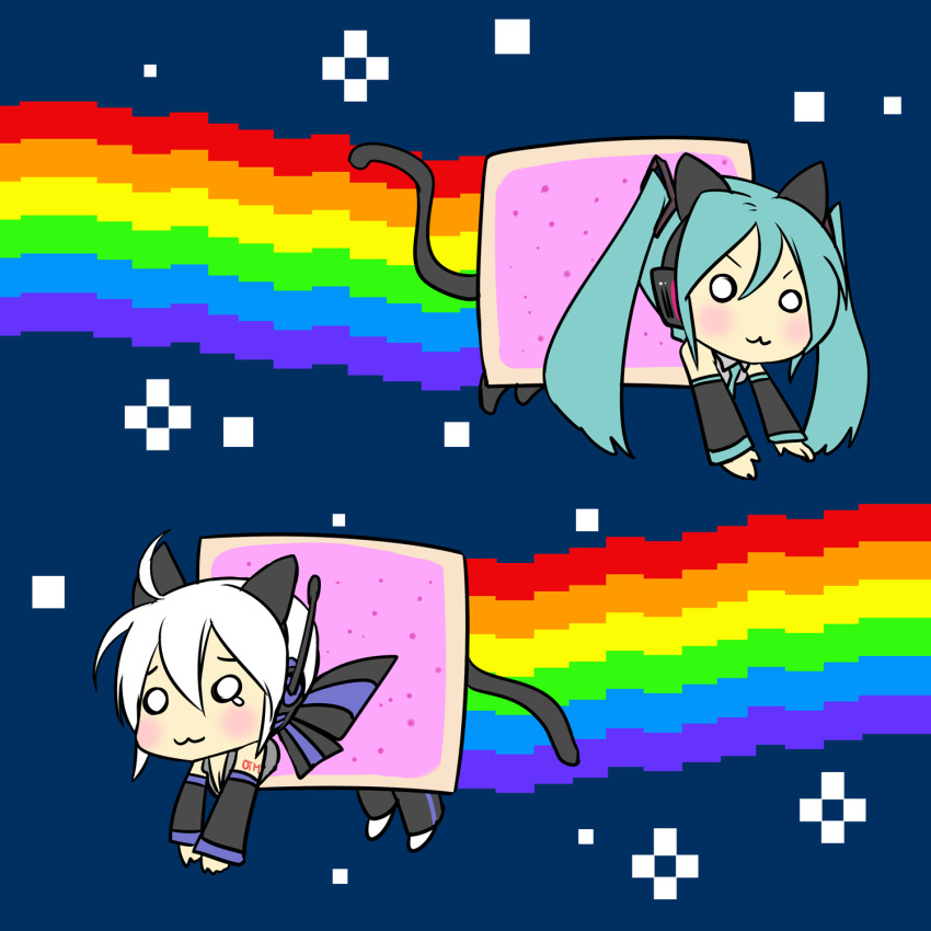 >:3, :3, animal_ears, aqua_eyes, aqua_hair, caffein, cat_ears, cat_tail