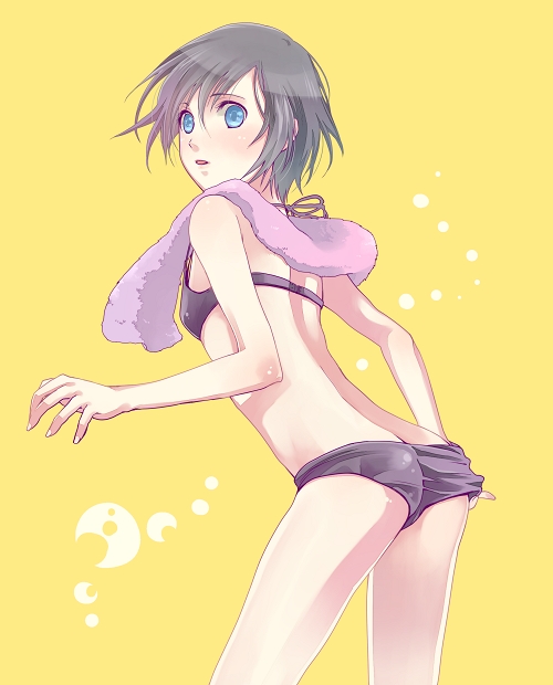 bikini, black_hair, blue_eyes, kingdom_hearts, kingdom_hearts_358/2_days, m3_(mmm003), short_hair, solo
