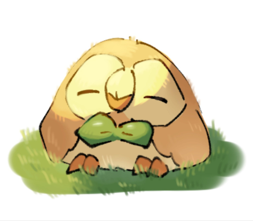 bird, closed_eyes, grass, highres, no_humans, owl, pokemon, pokemon_(creature)