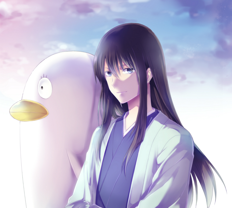 0apple00, 2boys, black_hair, blue_eyes, closed_mouth, clouds, elizabeth_(gintama), gintama