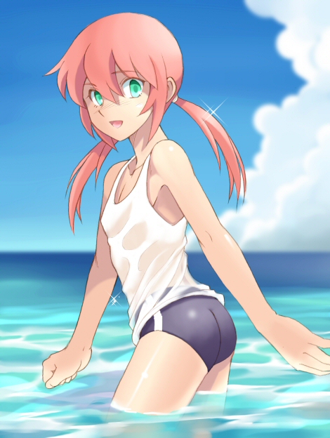 1boy, ass, buruma, cloud, clouds, eyebrows_visible_through_hair, green_eyes, inazuma_eleven