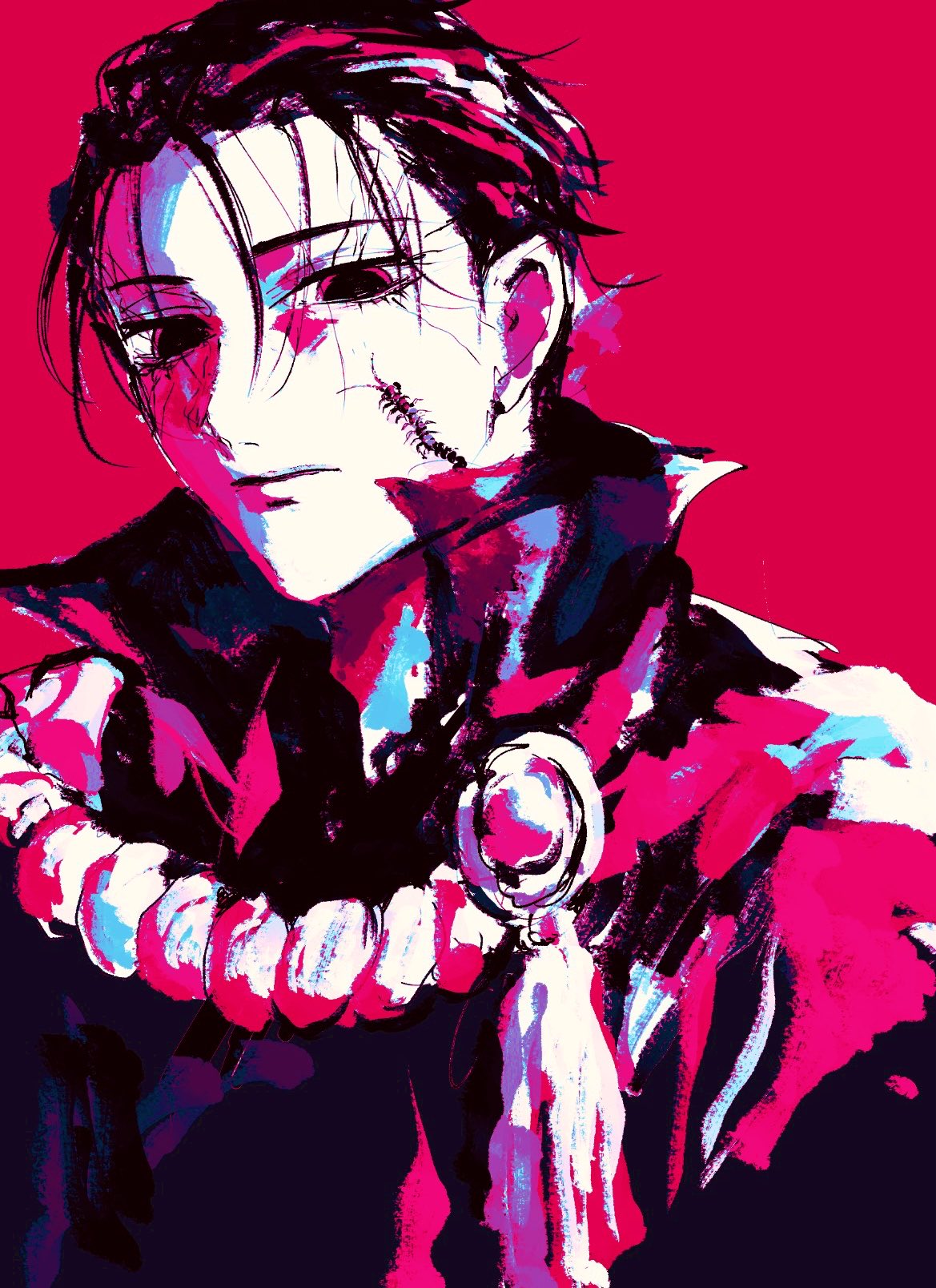 1boy, 21g_yaseru, ariu_mikaboshi, black_jacket, brooch, bug, centipede, commentary