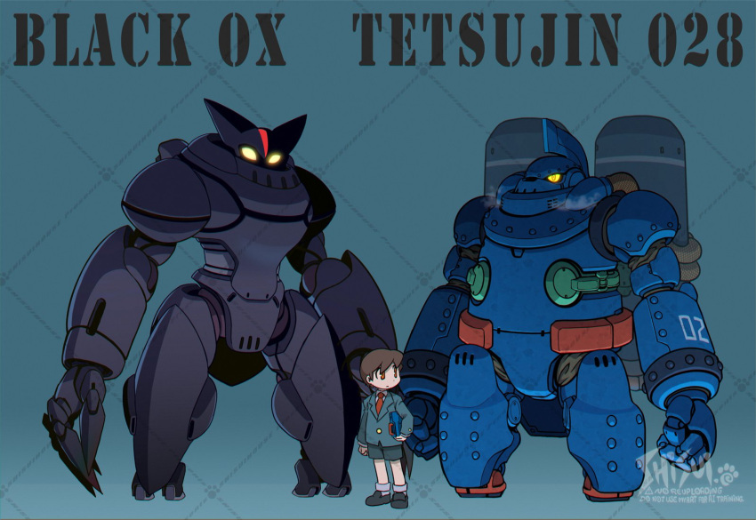 1boy, artist_name, black_hair, black_jacket, black_ox, black_shorts, brown_eyes, character_name