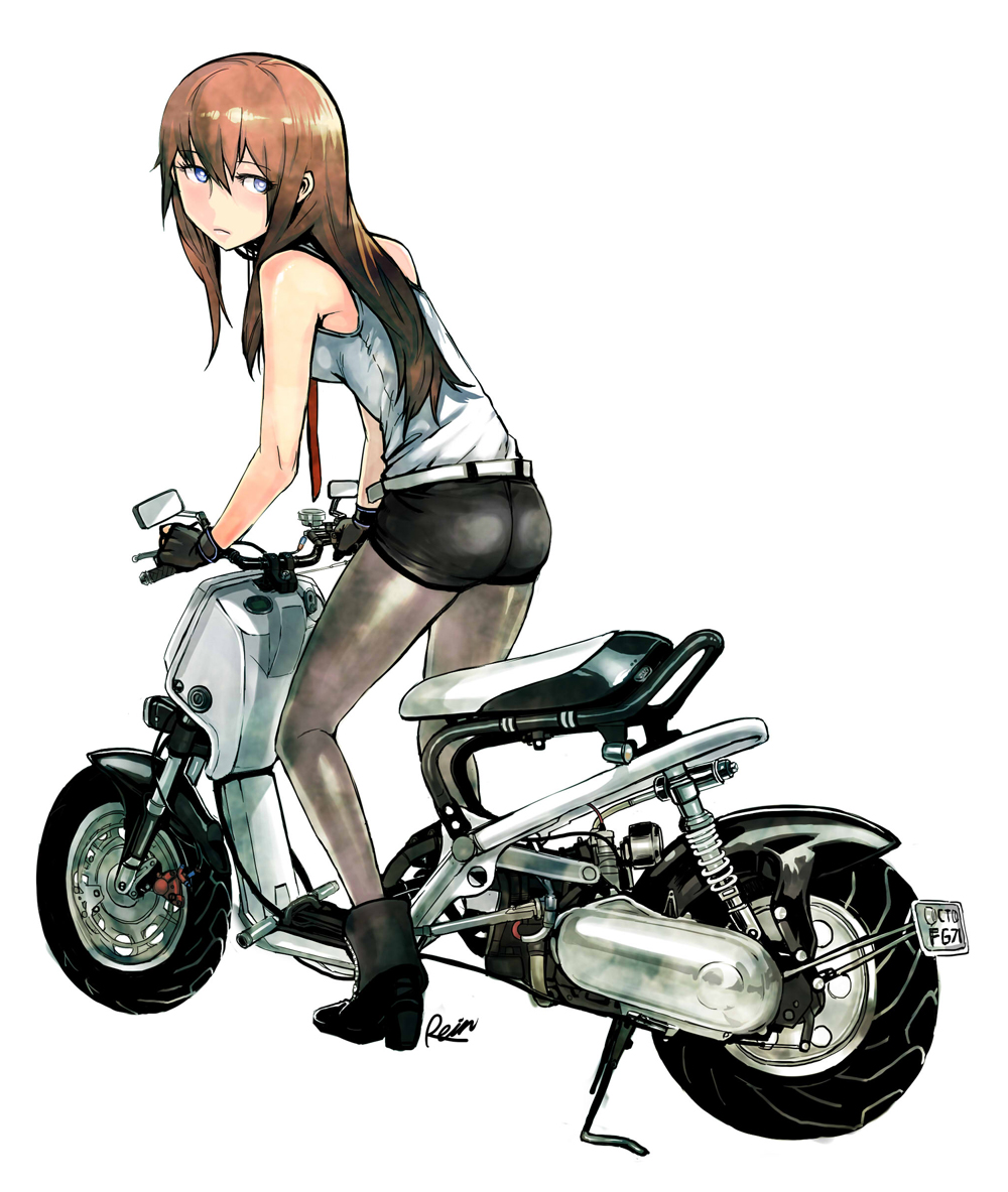 ass, belt, blue_eyes, boots, brown_hair, from_behind, gloves, legwear_under_shorts