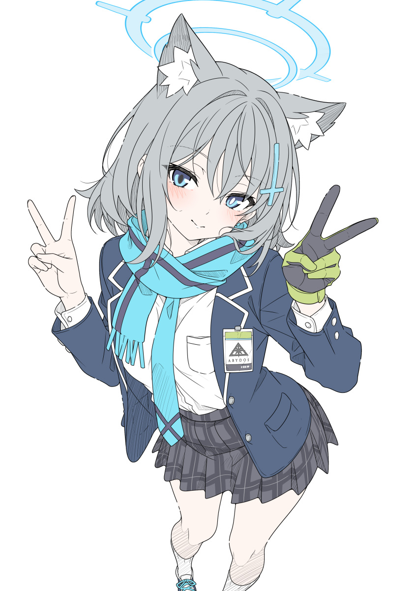 1girl, absurdres, abydos_high_school_logo, animal_ear_fluff, animal_ears, blue_archive, blue_eyes, blue_halo