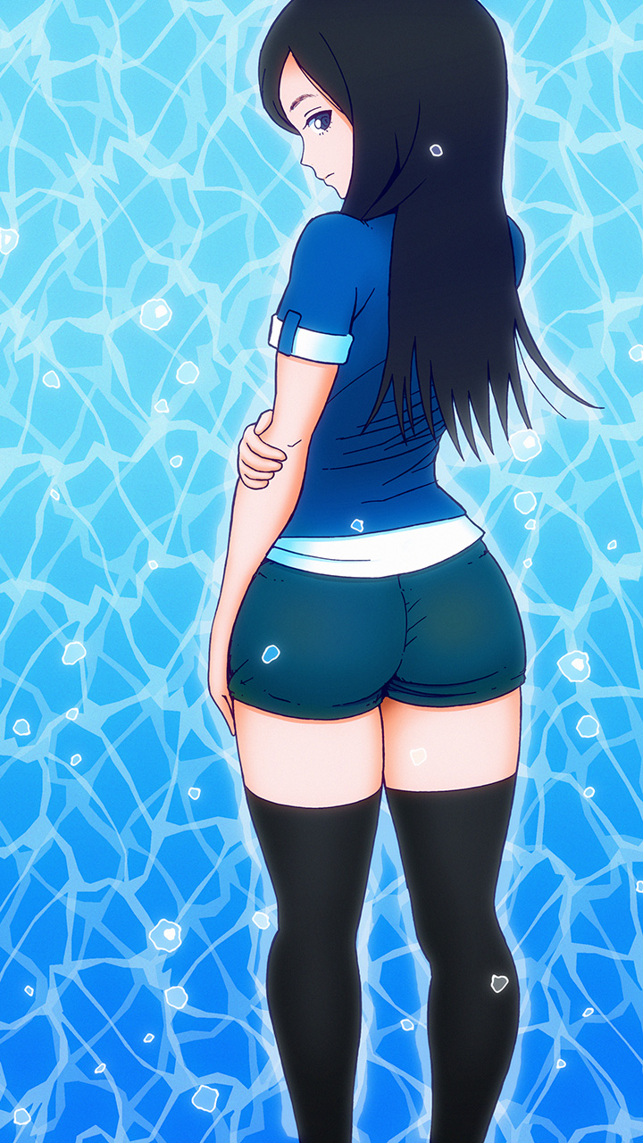 1q, arm_grab, ass, black_hair, black_legwear, blue_eyes, highres, kamen_rider