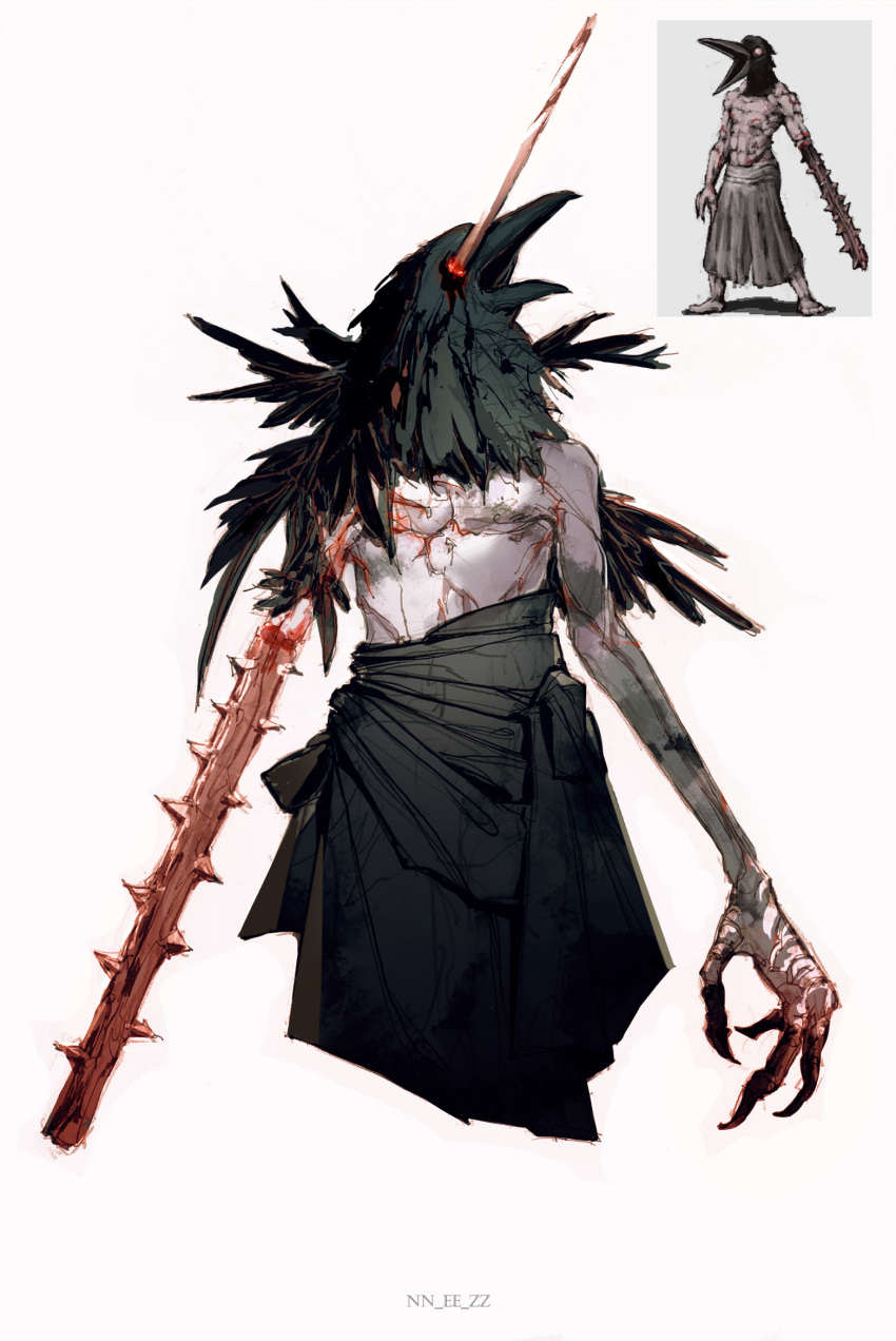 1boy, artist_name, bird_boy, claws, commentary, cropped_legs, crow_mauler, english_commentary