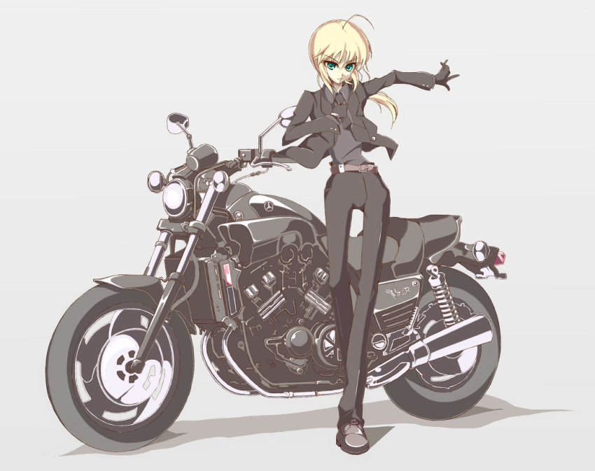 ahoge, black_gloves, blonde_hair, fate/stay_night, fate/zero, fate_(series), formal, gloves