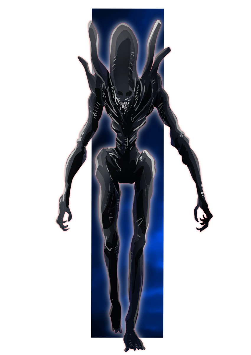 alien, alien_(1979), alien_(series), clenched_teeth, commentary_request, fangs, glowing, highres