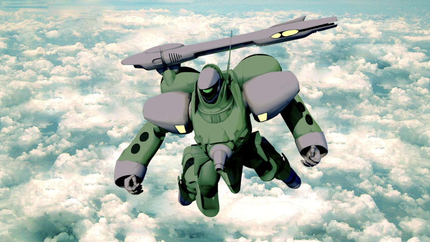 above_clouds, alien, bad_id, cannon, cloud, flemenmik, flying, highres