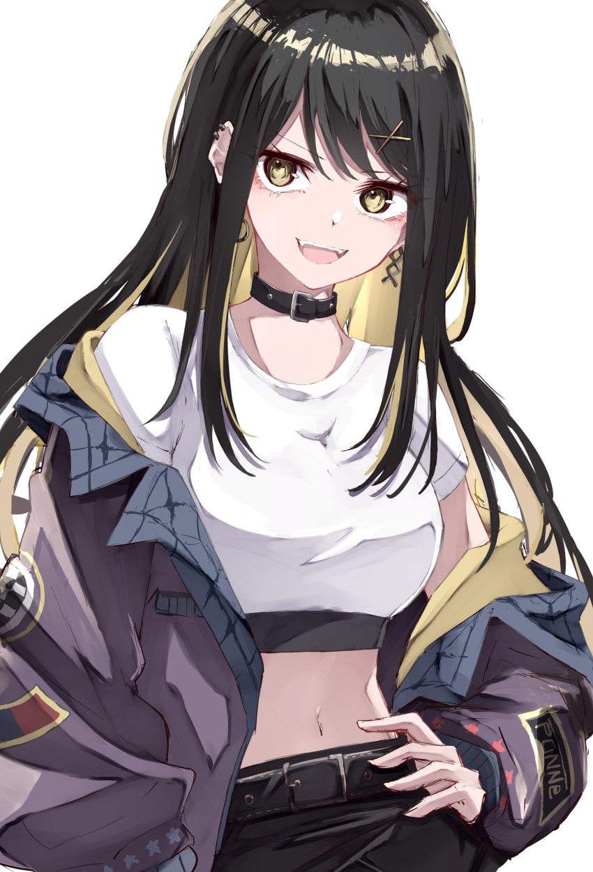 1girl, absurdres, bang_dream!, bang_dream!_our_notes, belt, black_belt, black_choker, black_hair