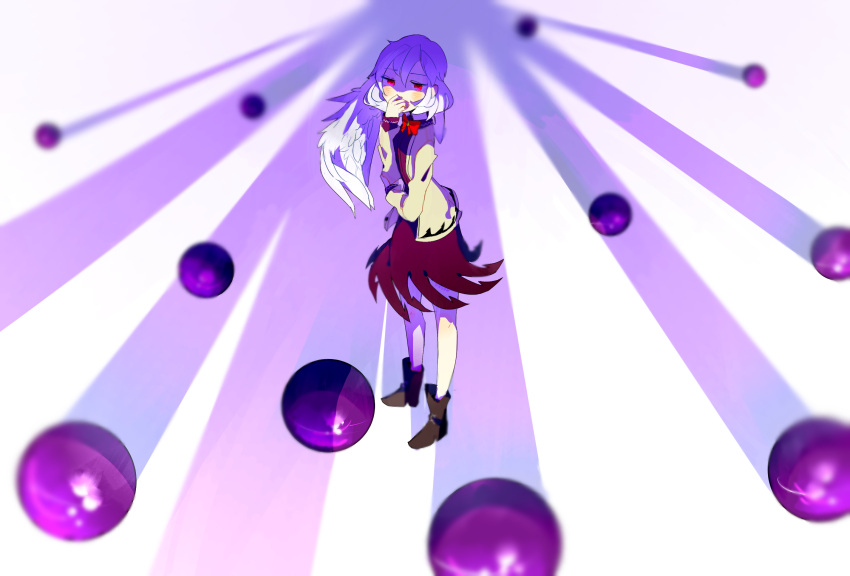1girl, boots, bow, bowtie, ghostly_eyes, highres, kishin_sagume, korean_commentary