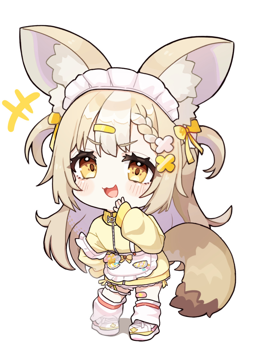 1girl, :3, :d, absurdres, amemochi_nina, amemochi_nina_(2nd_costume), animal_ears, apron