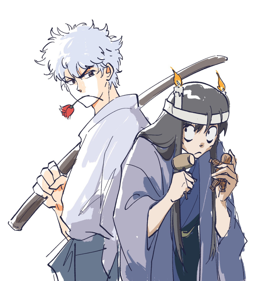 2boys, bags_under_eyes, black_eyes, black_hair, brown_eyes, candle_on_headwear, character_request, check_character